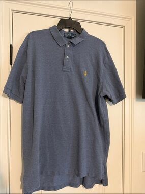 Ralph Lauren Men's Heather Blue Polo with Yellow Pony